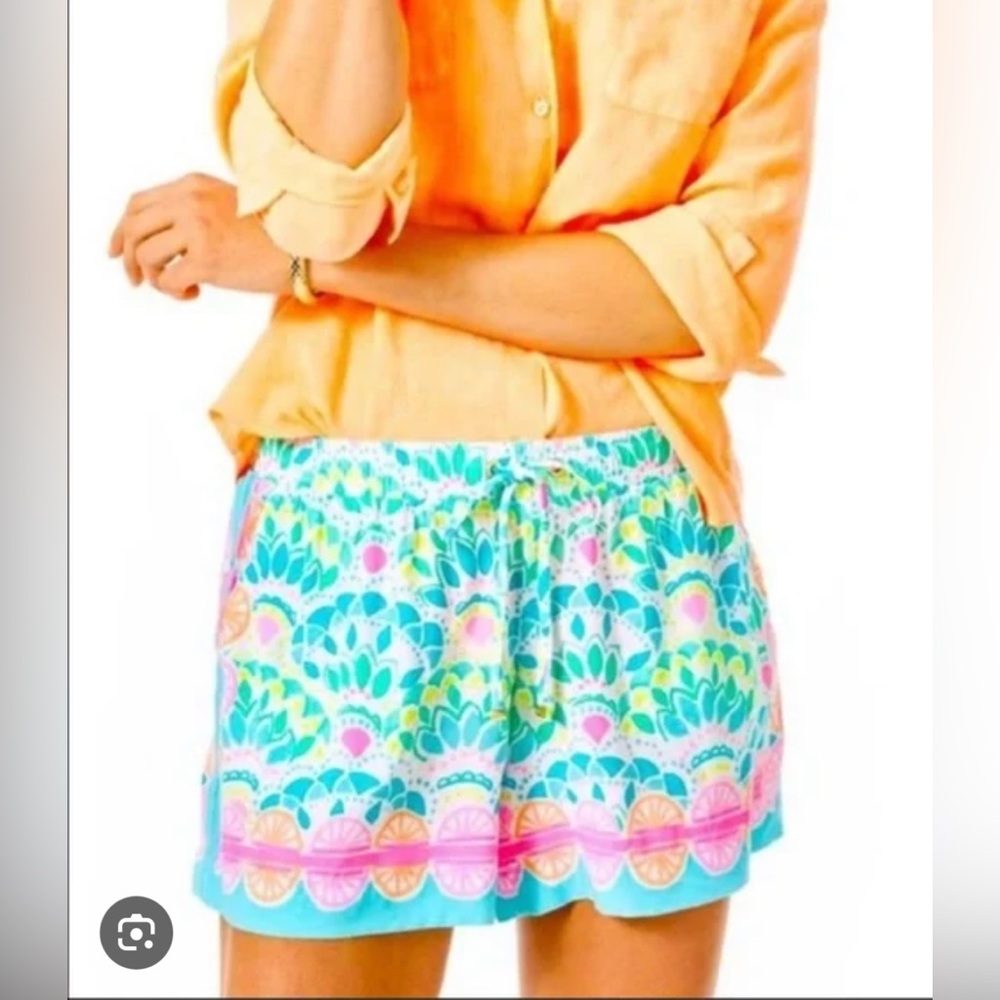 Lilly Pulitzer Turquoise, Pink & Yellow Patterned Cotton Shorts